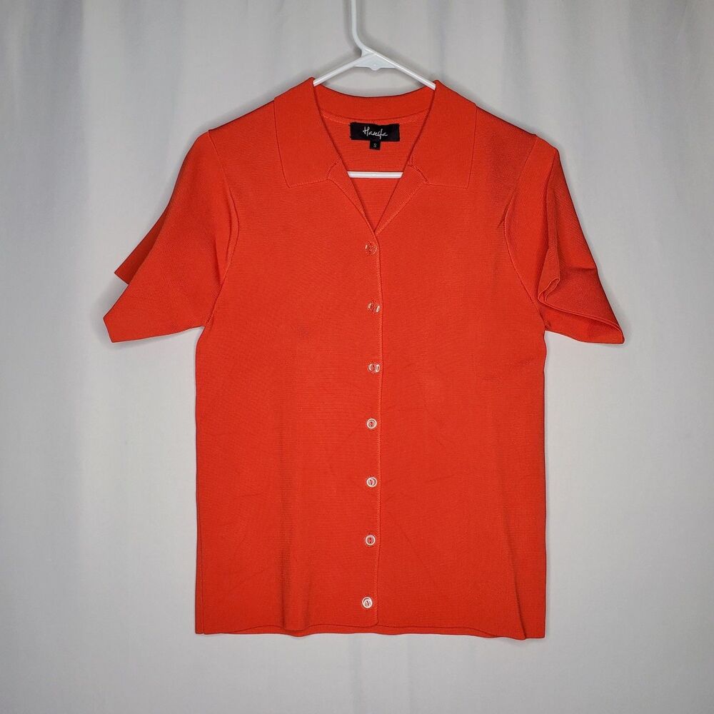 Hanifa Skirt Top Set Small Red-Orange Mini Bandage Designer Glam Office
